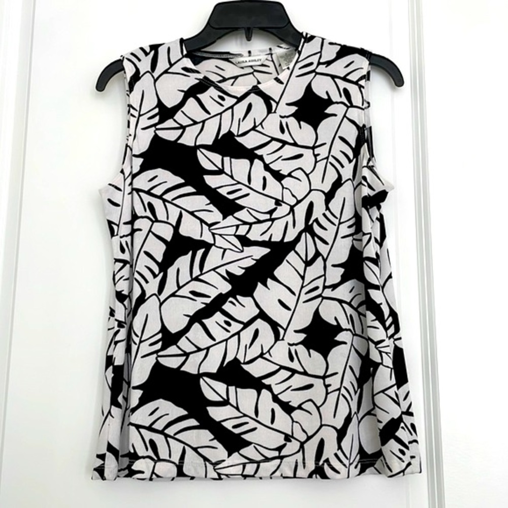 Laura Ashley black & white sleeveless top - Picture 1 of 7